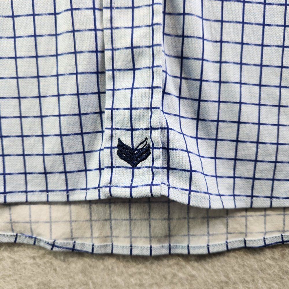 Butter Cloth Shirt Mens Large Blue Grid Check Flip Cuff Regular Fit Lightweight - Picture 5 of 16